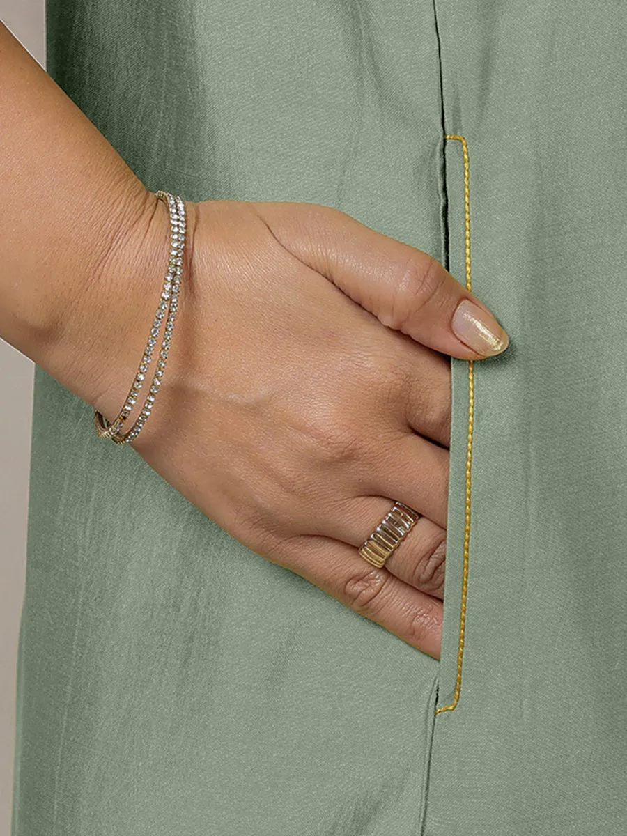 Adah x Rozaana | A Line Kurta in Mint Green with Thread Work | Coords or Only Kurta