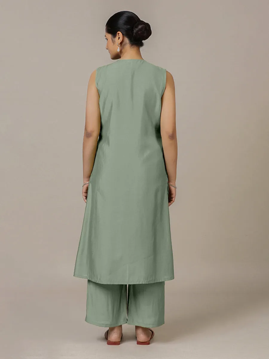 Adah x Rozaana | A Line Kurta in Mint Green with Thread Work | Coords or Only Kurta
