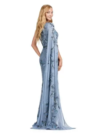 Ashley Lauren 11434 Long Prom Dress One Shoulder Fully Beaded Gown Floor Length Sleeve Formal Pageant