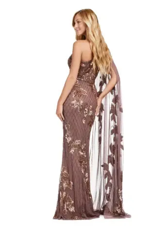 Ashley Lauren 11434 Long Prom Dress One Shoulder Fully Beaded Gown Floor Length Sleeve Formal Pageant