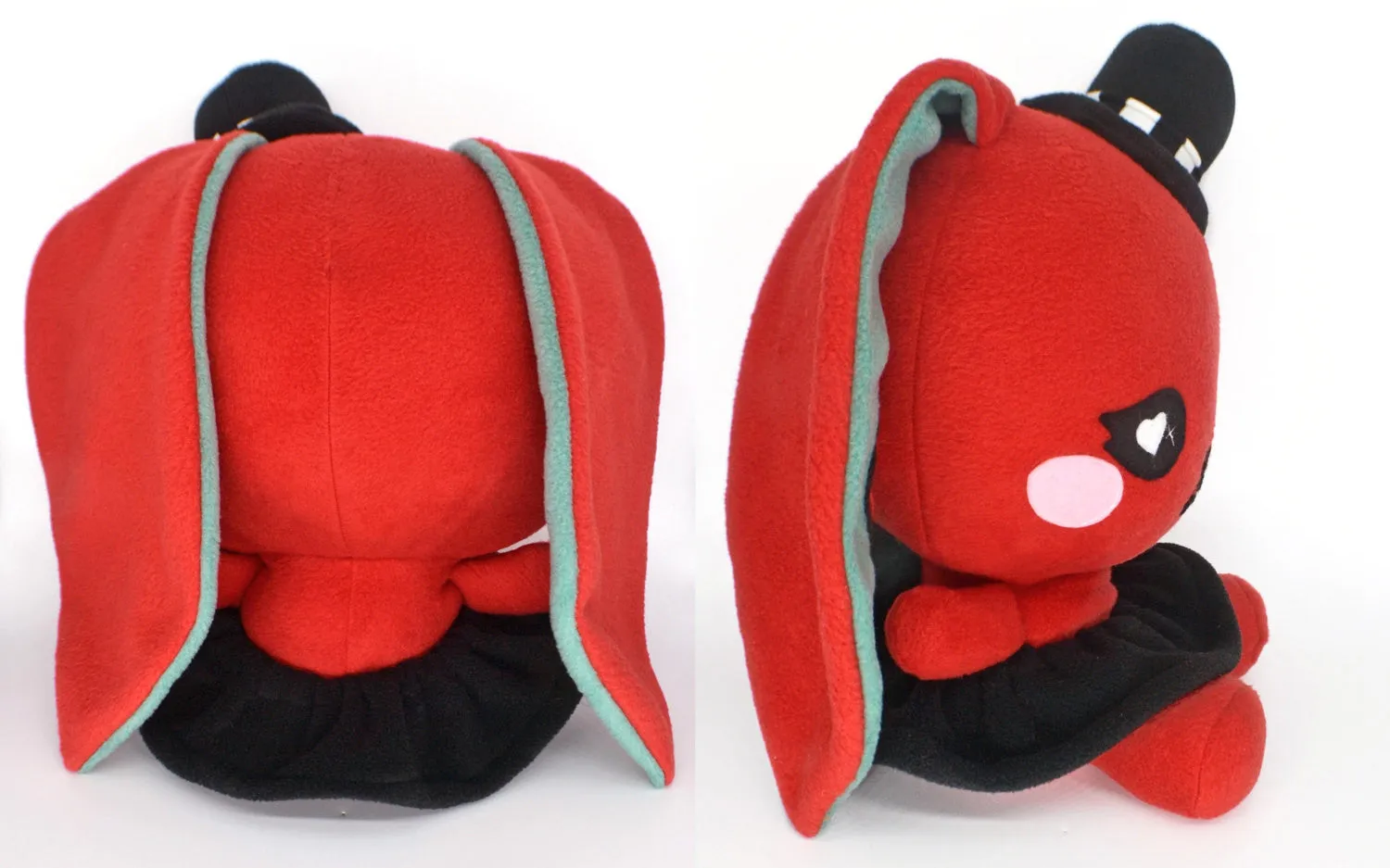 BIG Love bunny plushie , red rabbit steampunk gothic kawaii plush toy