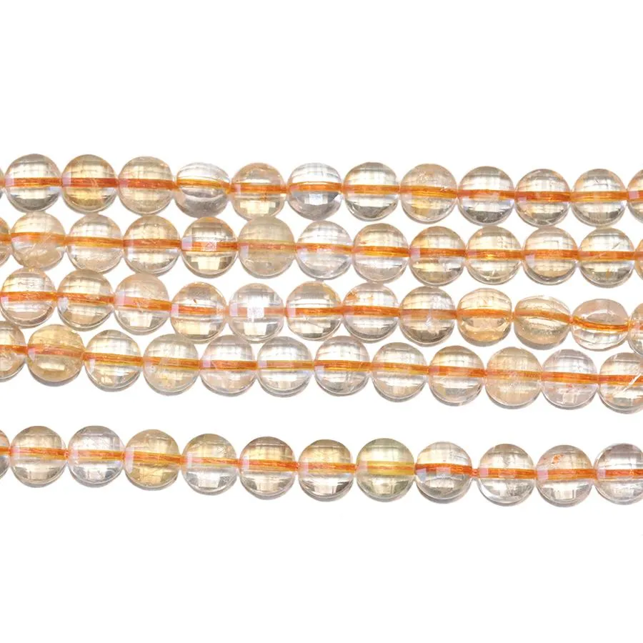 Citrine 6mm Faceted Faceted Coin 15-16 Inch