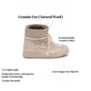 Cool Moon Genuine Fur Women's Sneaker - SCB-355074-BE