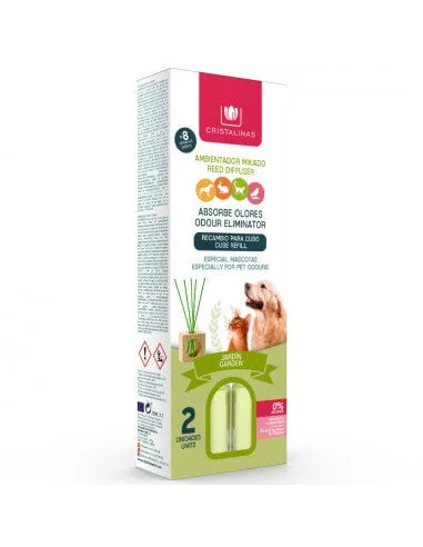 Cristalinas | Pet Odour Eliminating Wooden Cube Reed Diffuser Refill - Garden Scent 2 x 30ml