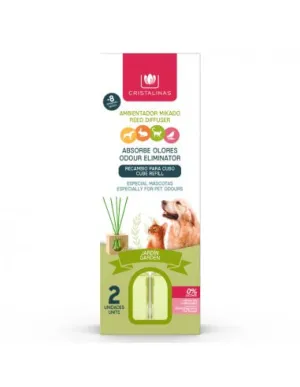 Cristalinas | Pet Odour Eliminating Wooden Cube Reed Diffuser Refill - Garden Scent 2 x 30ml