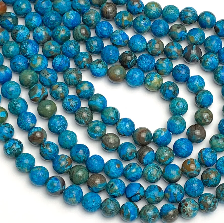 DEEPER SALE, Dark Teal Ocean Agate 5/16" / 8mm Gemstone Round Beads, Strand of 45 Beads  #LP-38