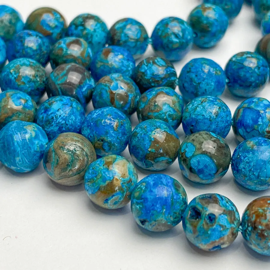 DEEPER SALE, Dark Teal Ocean Agate 5/16" / 8mm Gemstone Round Beads, Strand of 45 Beads  #LP-38