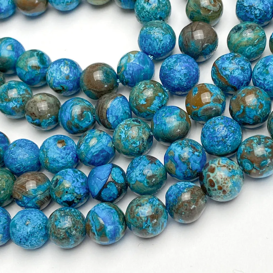 DEEPER SALE, Dark Teal Ocean Agate 5/16" / 8mm Gemstone Round Beads, Strand of 45 Beads  #LP-38