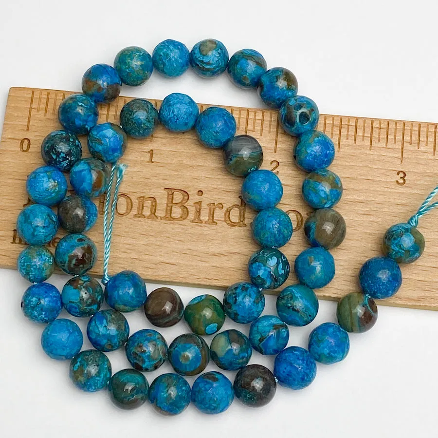 DEEPER SALE, Dark Teal Ocean Agate 5/16" / 8mm Gemstone Round Beads, Strand of 45 Beads  #LP-38
