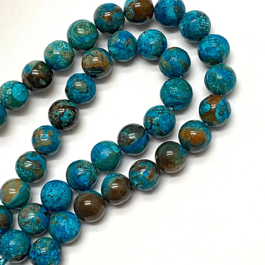 DEEPER SALE, Dark Teal Ocean Agate 5/16" / 8mm Gemstone Round Beads, Strand of 45 Beads  #LP-38