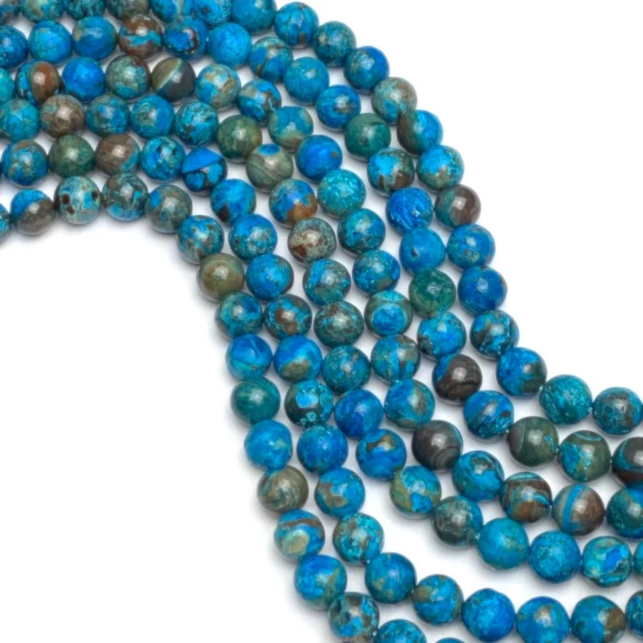 DEEPER SALE, Dark Teal Ocean Agate 5/16" / 8mm Gemstone Round Beads, Strand of 45 Beads  #LP-38
