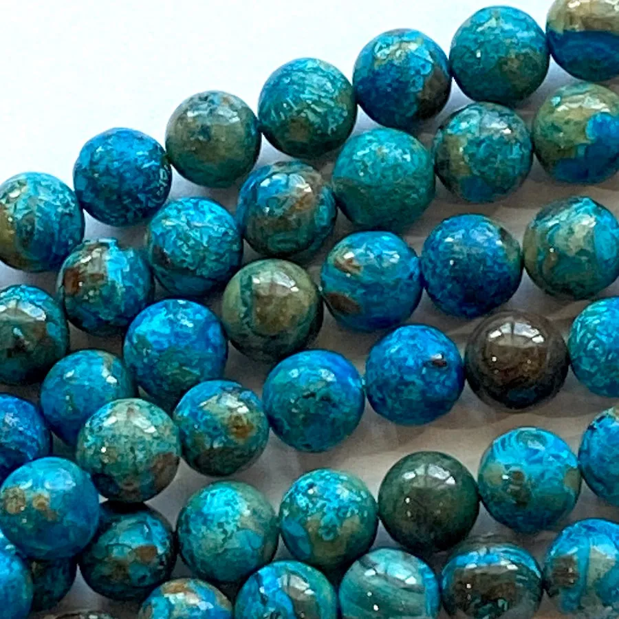 DEEPER SALE, Dark Teal Ocean Agate 5/16" / 8mm Gemstone Round Beads, Strand of 45 Beads  #LP-38