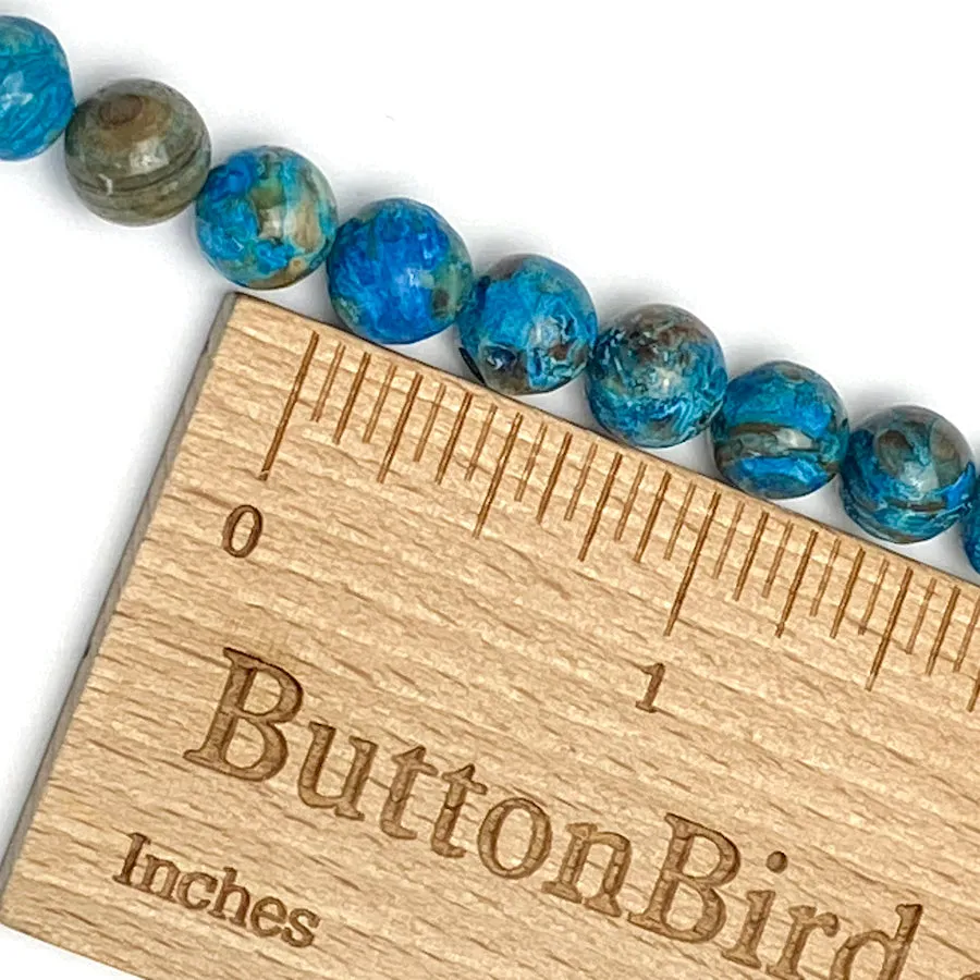 DEEPER SALE, Dark Teal Ocean Agate 5/16" / 8mm Gemstone Round Beads, Strand of 45 Beads  #LP-38