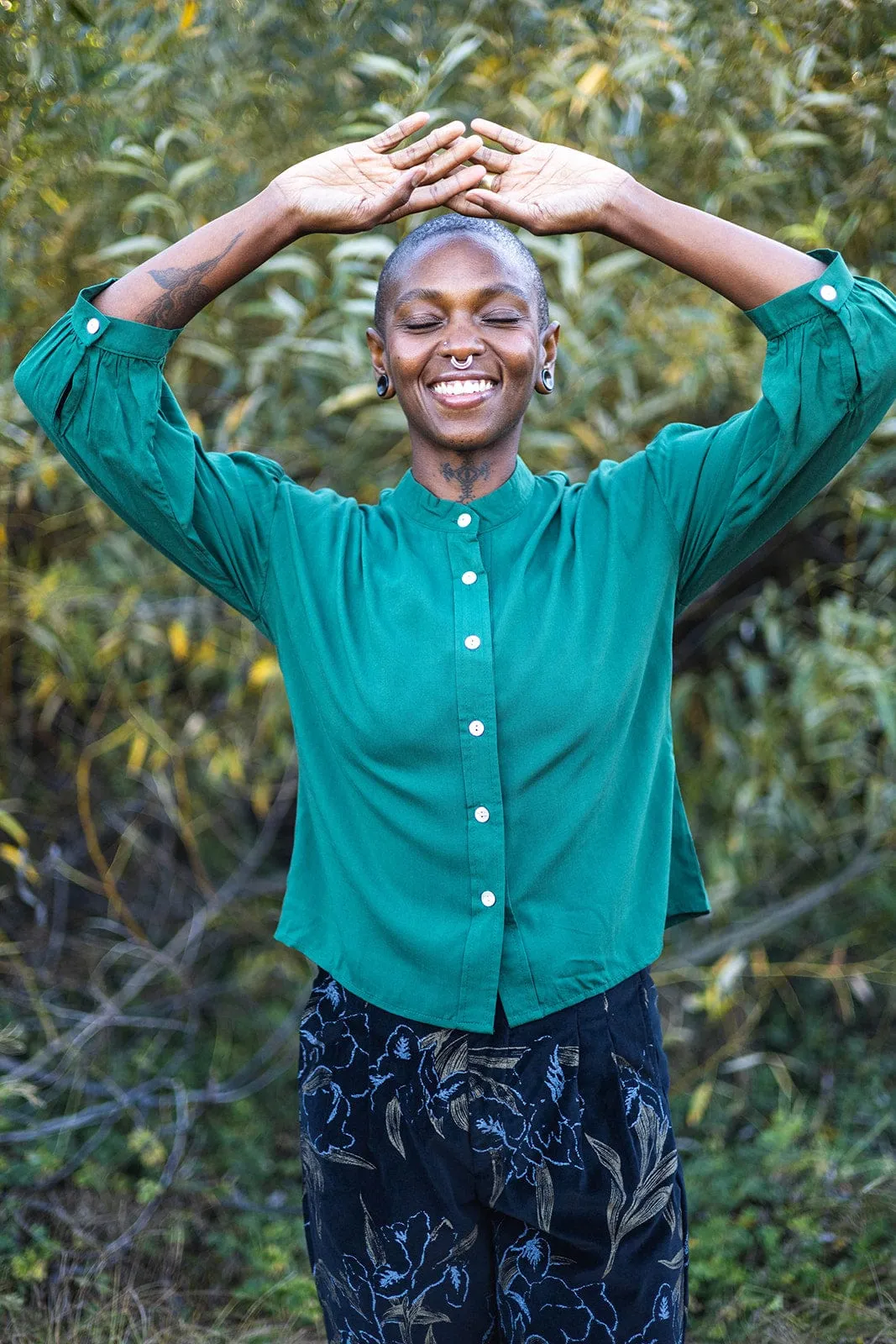 Drama Top in Emerald Green