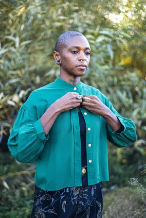 Drama Top in Emerald Green