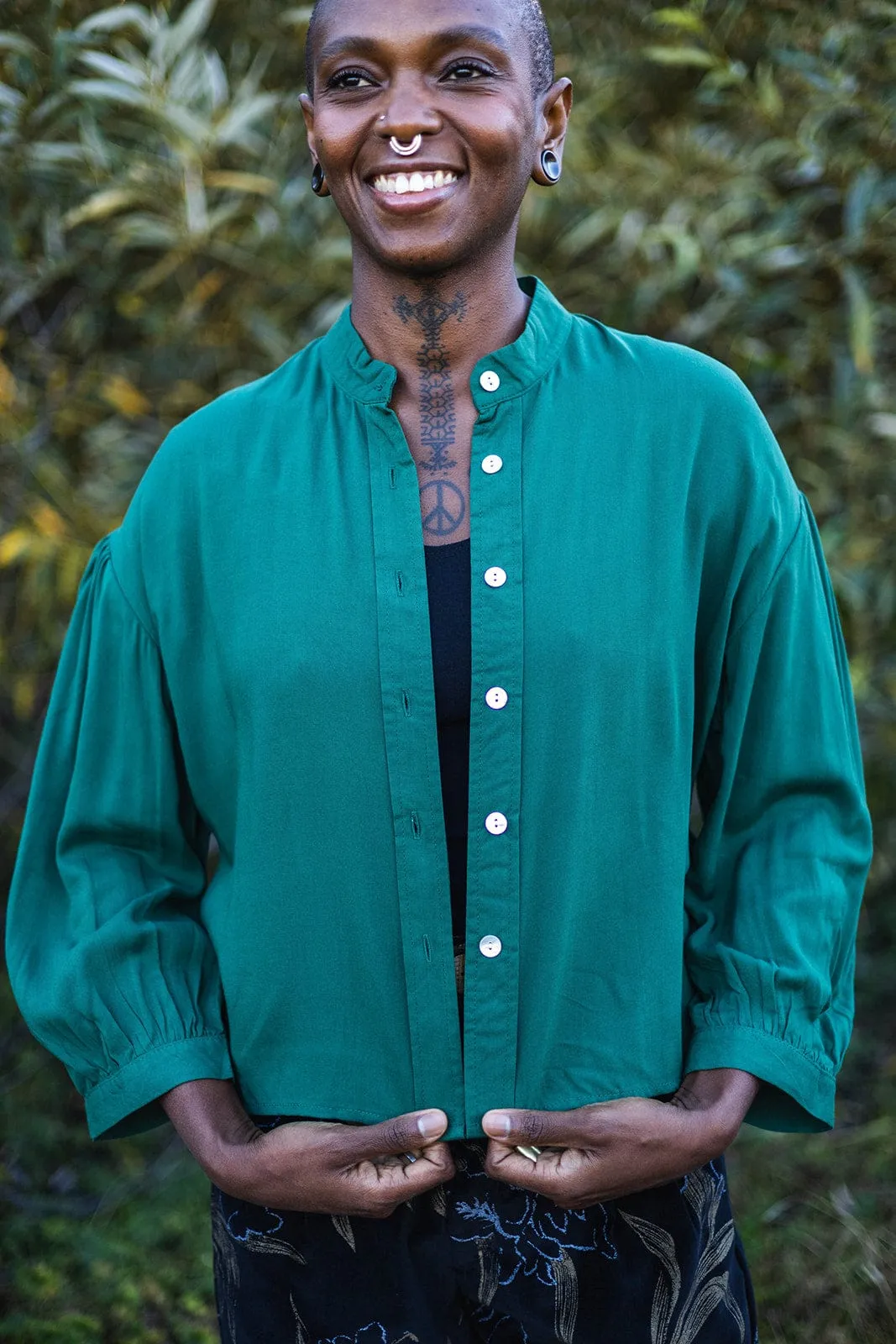 Drama Top in Emerald Green