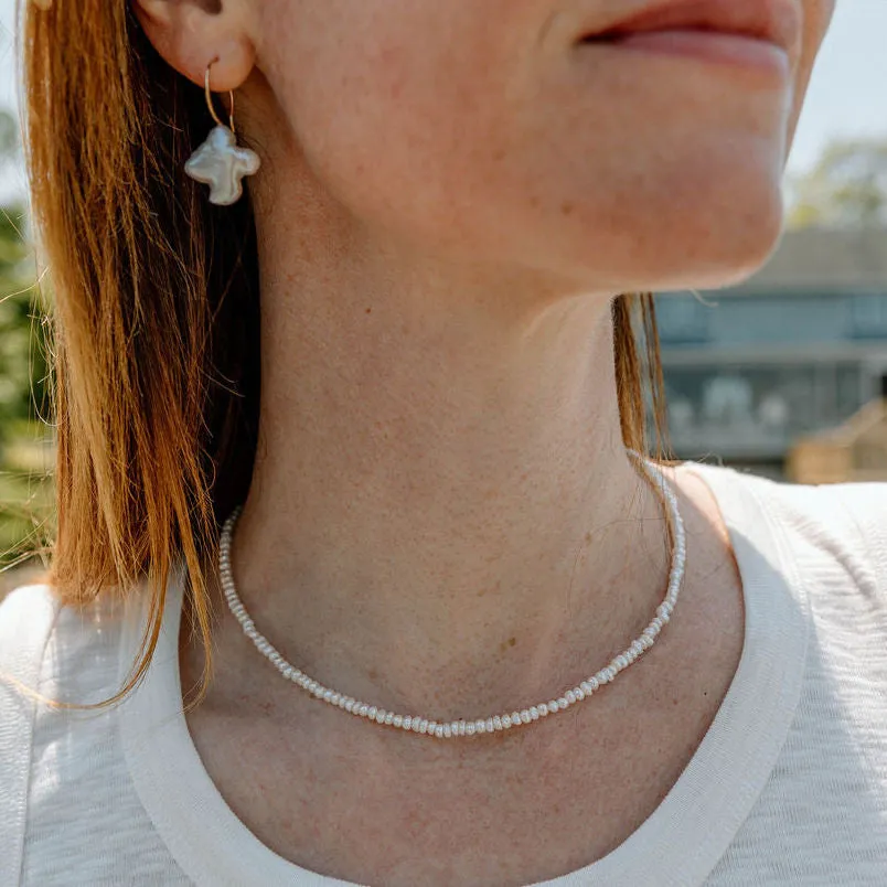 Minimalist Fresh Water Pearl Necklace, White