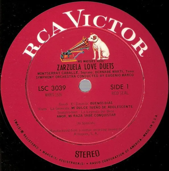 Montserrat Caballé, Bernabé Martí - Zarzuela Love Duets (LP) (NM or M-)