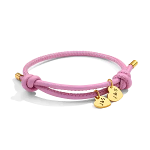 Personalized Leather Knot Charm Bracelet
