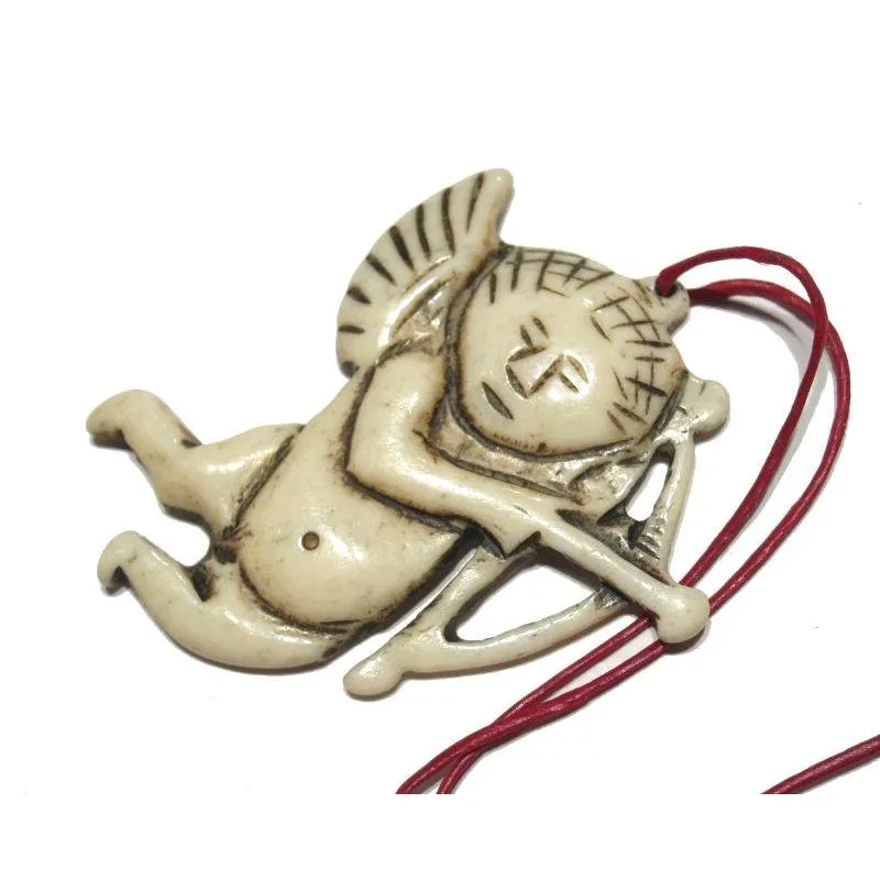 "Affectionate" Cupid Hand Carved Cow Bone Pendant