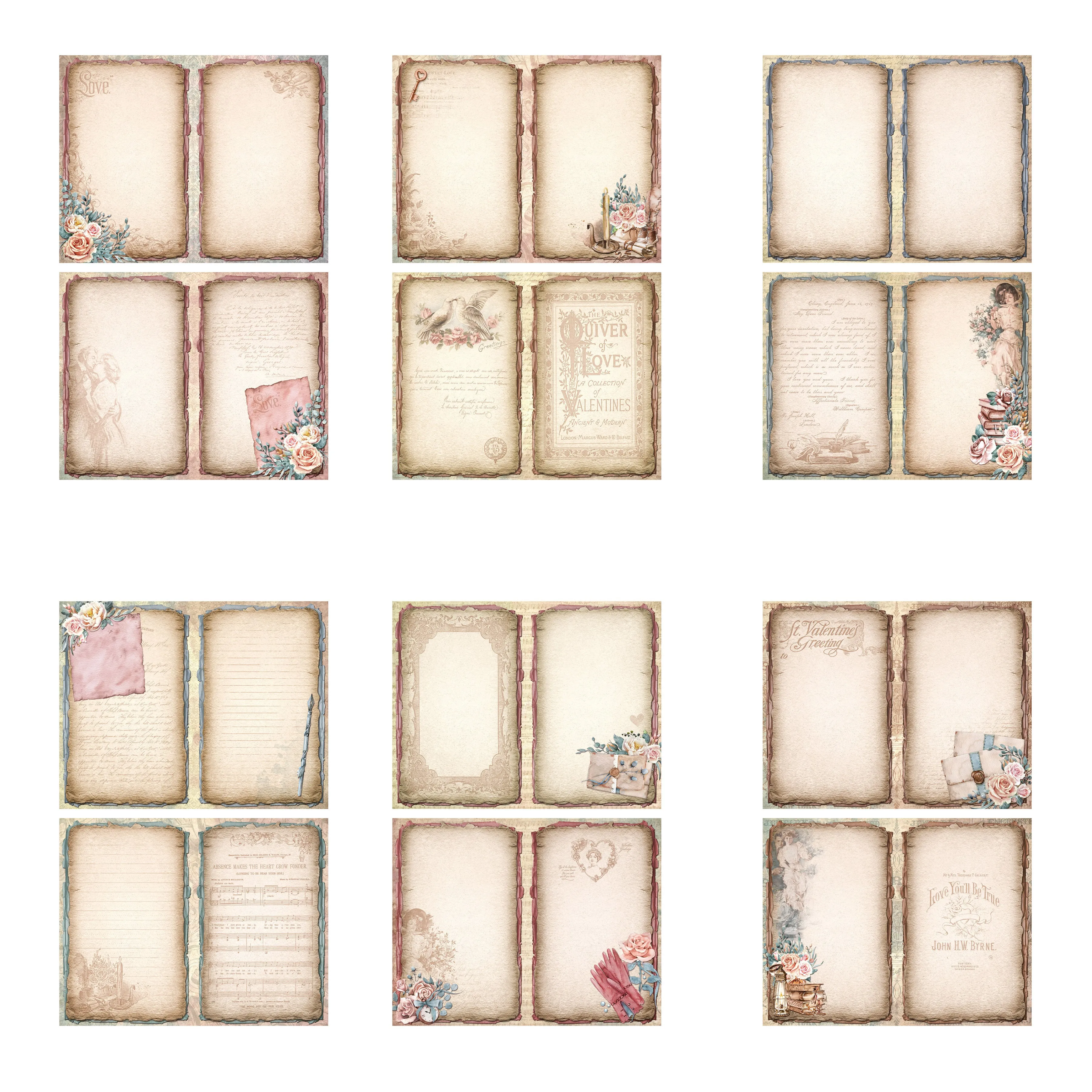 Romantic Letters Mini Journal Pages - 7634