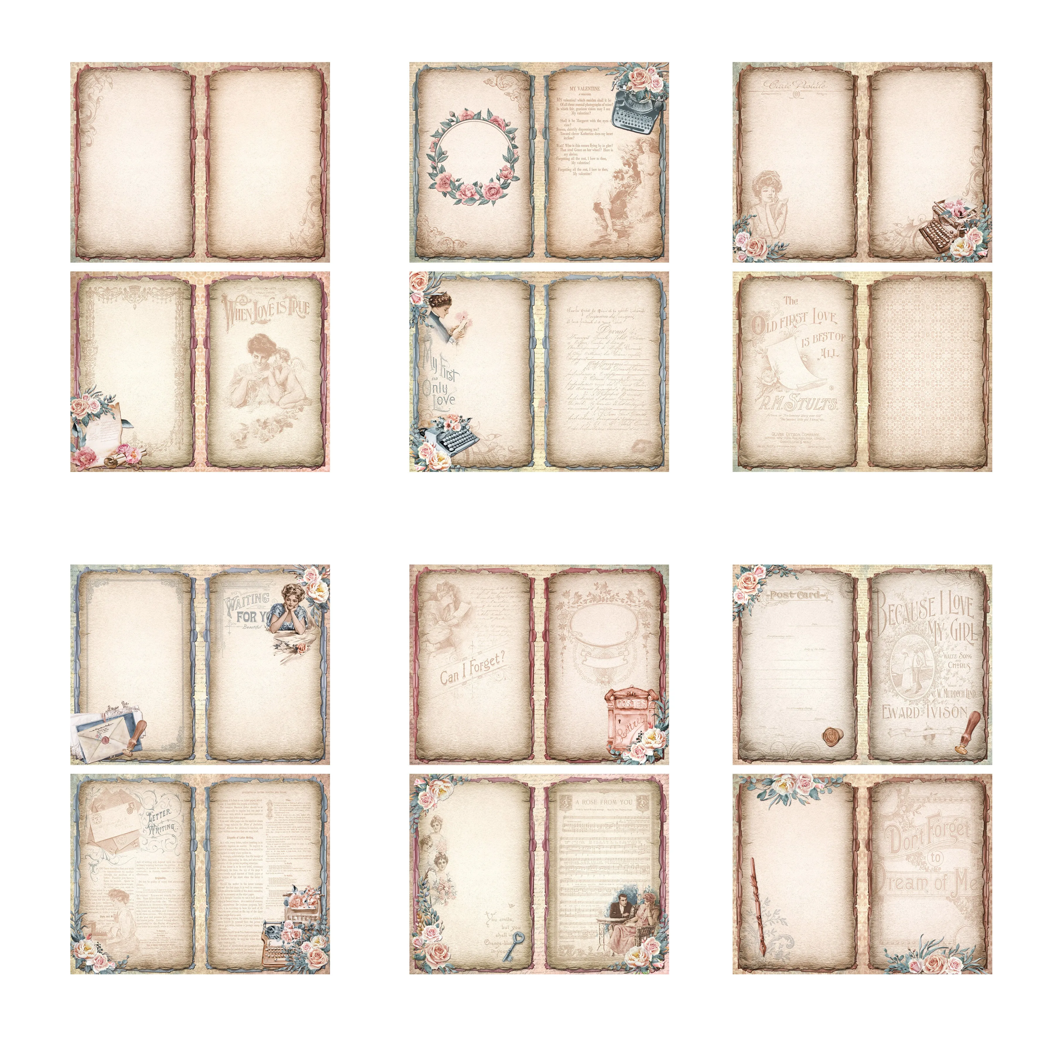 Romantic Letters Mini Journal Pages - 7634