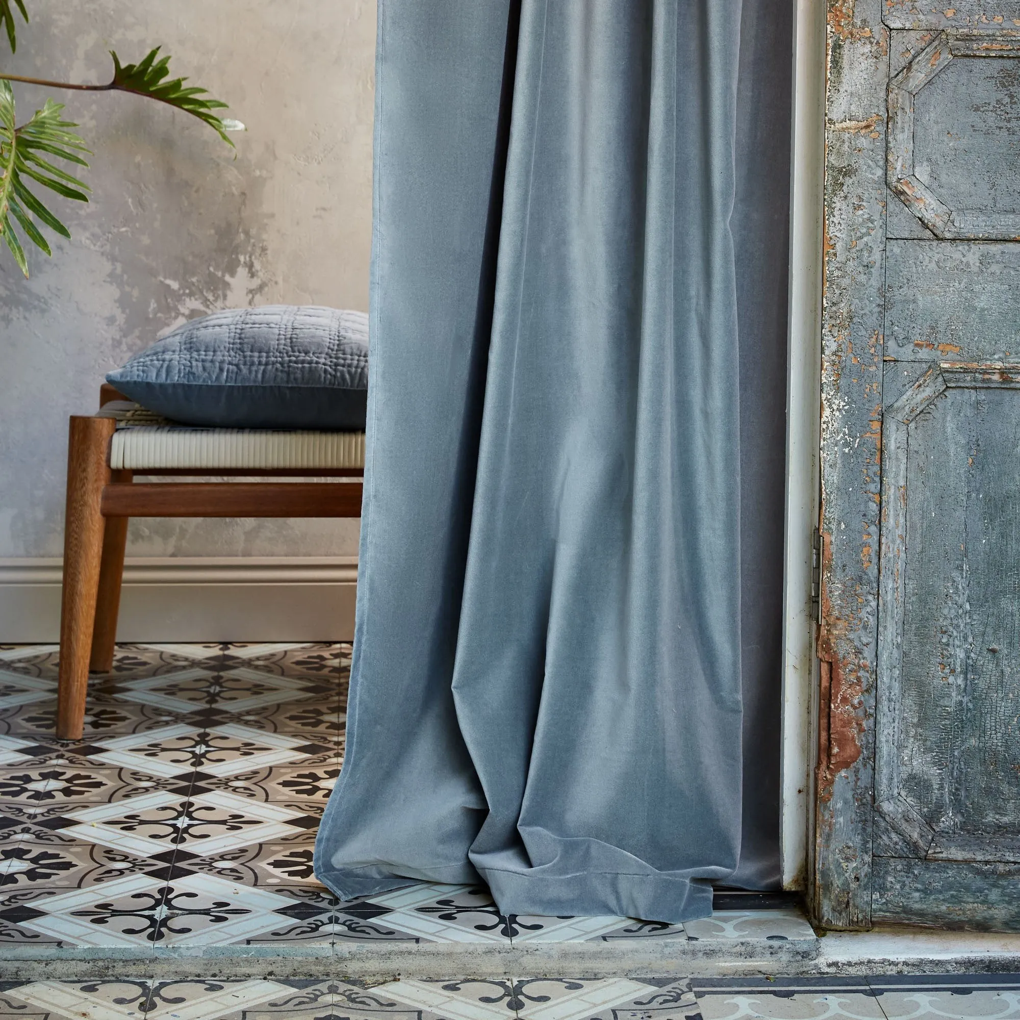 Samana Curtain Set [Green grey]
