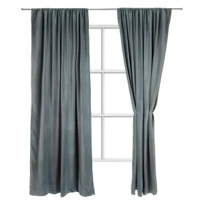 Samana Velvet Curtain Set [Green grey]