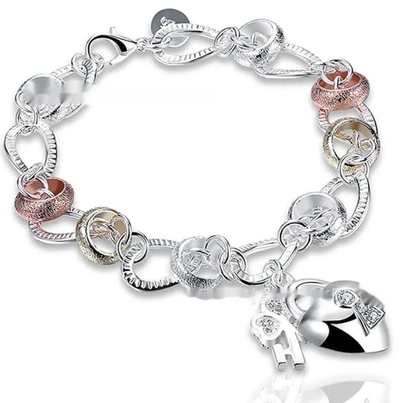 Silver Love Key Bracelet Female Jewelry