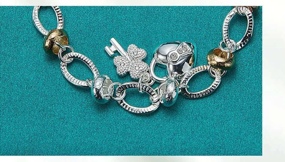 Silver Love Key Bracelet Female Jewelry