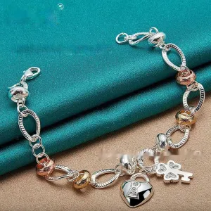 Silver Love Key Bracelet Female Jewelry